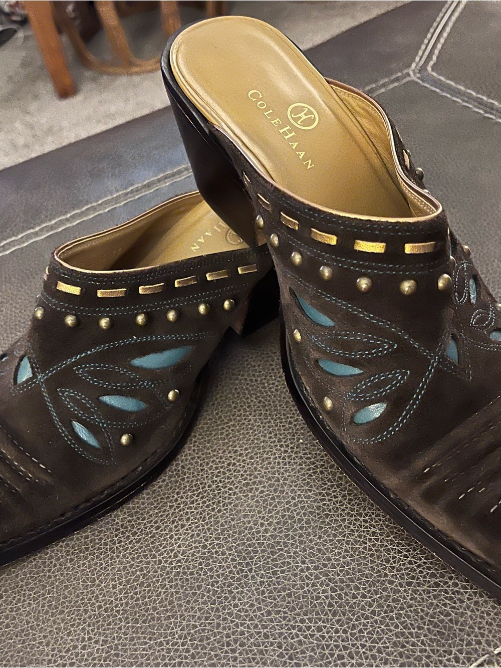 Cole Haan Suede Mule Studded Slides